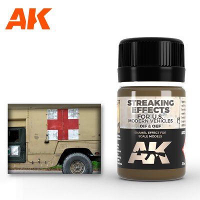 AK Interactive 123 - OIF and OEF US (Sand/Light Brown) Modern Vehicles Streaking Effects - Enamel...