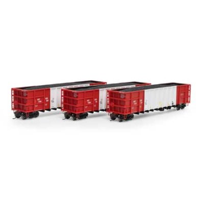 Athearn RTR 7482 - HO Thrall High Side Gondola w/Load - Herzog/White/Red (3pk) #3