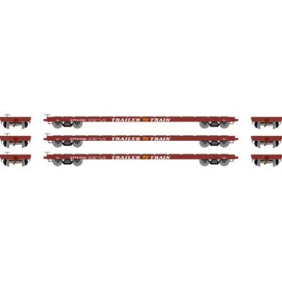 Athearn RTR 97071 - HO 60ft Flat Car - OTTX/Brown Logo (3pk)