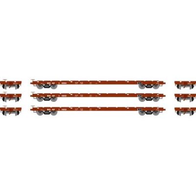 Athearn RTR 97083 - HO 60ft Flat Car - BNSF (3pk)