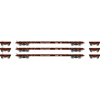 Athearn RTR 97086 - HO 60ft Flat Car - Southern (3pk)