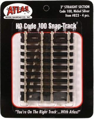 Atlas 823 - HO Code 100  - Nickel Silver Rail - 3in Straight Section (4pcs)