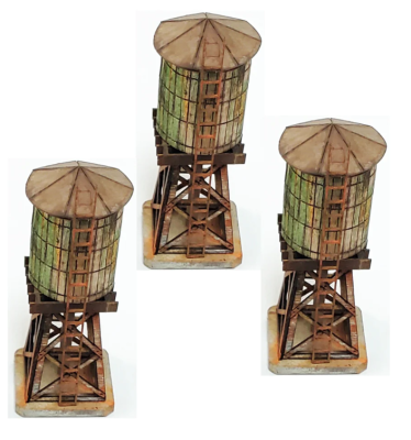 ITLA Scale Models Inc. 4154WT - HO Roof Top Wooden Water Tank Kit - Set of 3