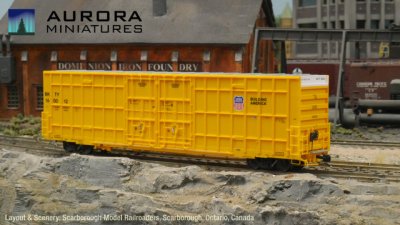 Aurora Miniatures 306034 - HO Greenbrier 7550 cf 60' Plate F Boxcar - BKTY (UP Yellow) #160073