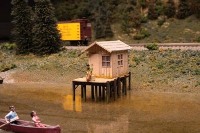 Walthers 4110 - HO Fisherman's Shanty -- Laser-Cut Wood Kit - 3-9/64 x 1-1/2 x 2-1/8" 8 x 3.7 x 5...