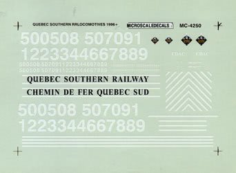 Microscale MC-4250 HO Decal Railroad - Assorted Shortlines - Quebec Southern Hood Unit Diesels (1...