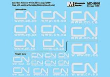 Microscale MC-5010 - HO Canadian National - Grey Web Address Logo - Various Sizes - Decals