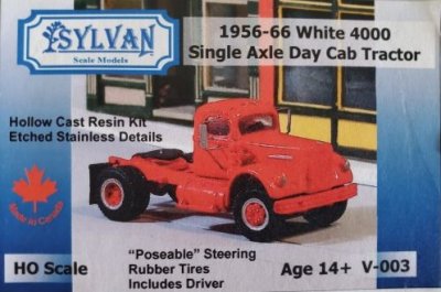 Sylvan Scale Models V-003 - HO Scale 1956-66 White 4000 Single Axle Day Cab Tractor - Unpainted a...