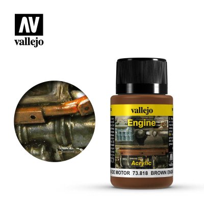 Vallejo 73818 - Model Wash - Weathering FX - Engine - Brown Engine Soot - 40mL Bottle