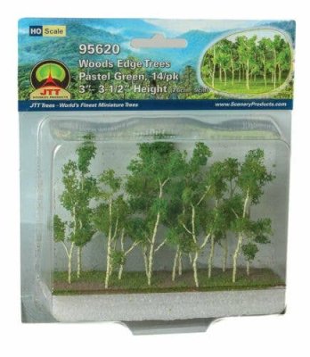 JTT 95620 - ALL SCALE Woods Edge Trees -- Pastel Green - 3 to 3-1/2" 7.6 to 8.9cm pkg(14)